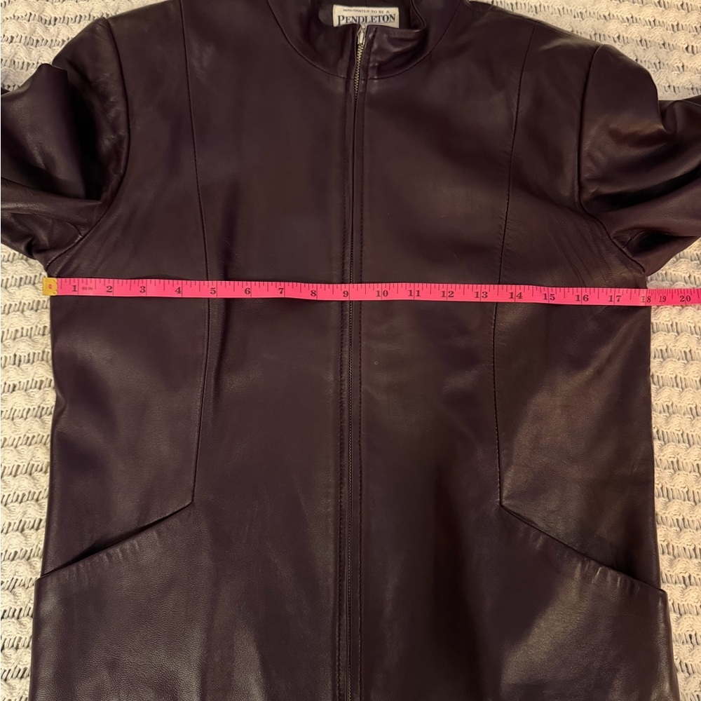 PENDLETON Plum Purple Moto Zipper Front High Collar 100% Leather Jacket Size S - Picture 14 of 16